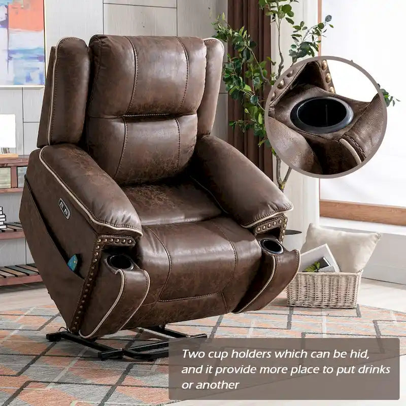 Power Lift Recliner Chair with Massage, Heating, Cup Holder & USB Port