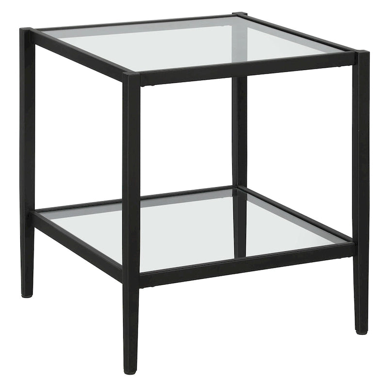 20" Square Side Table with Clear Glass Shelf