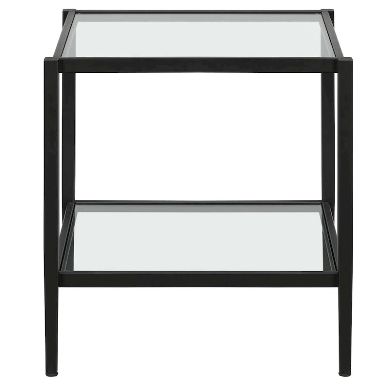 20" Square Side Table with Clear Glass Shelf