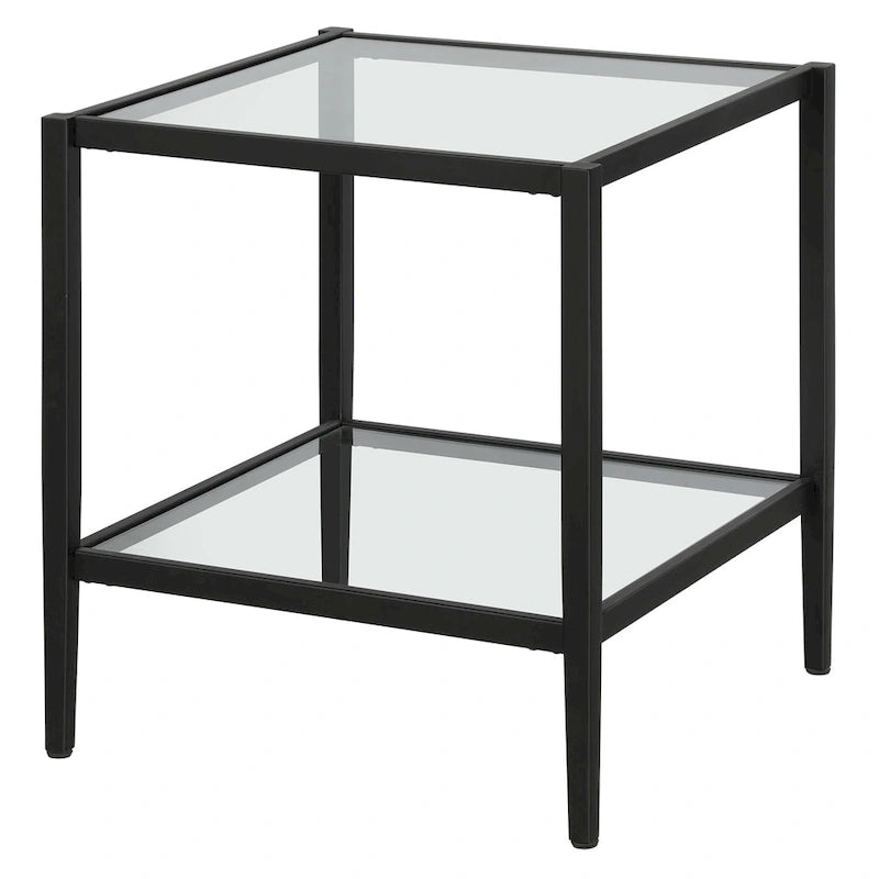 20" Square Side Table with Clear Glass Shelf
