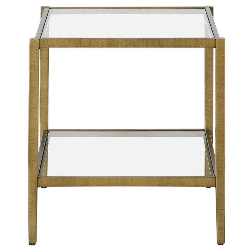 20" Square Side Table with Clear Glass Shelf