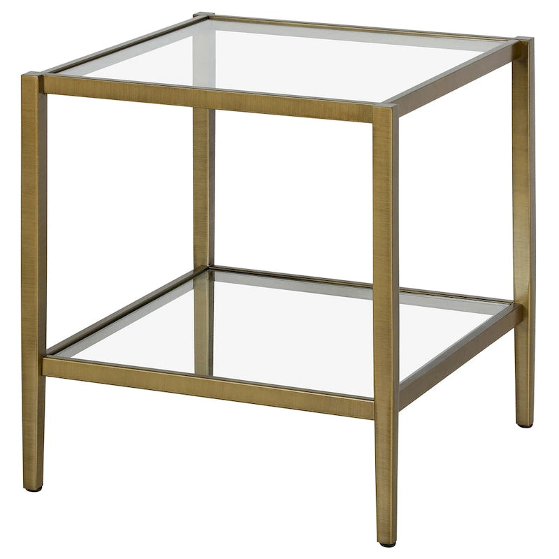 20" Square Side Table with Clear Glass Shelf