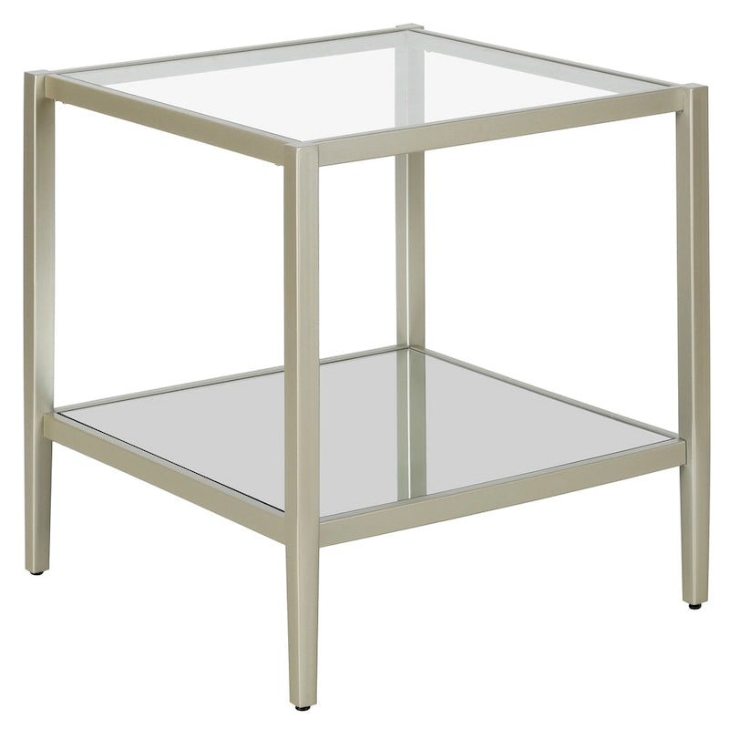 20" Square Side Table with Clear Glass Shelf