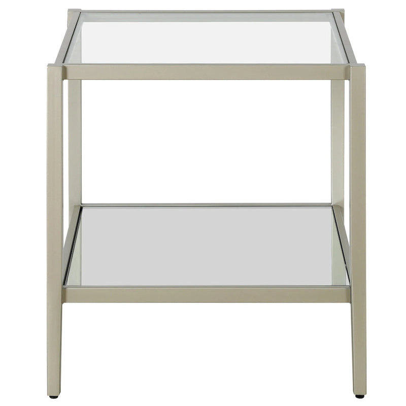 20" Square Side Table with Clear Glass Shelf