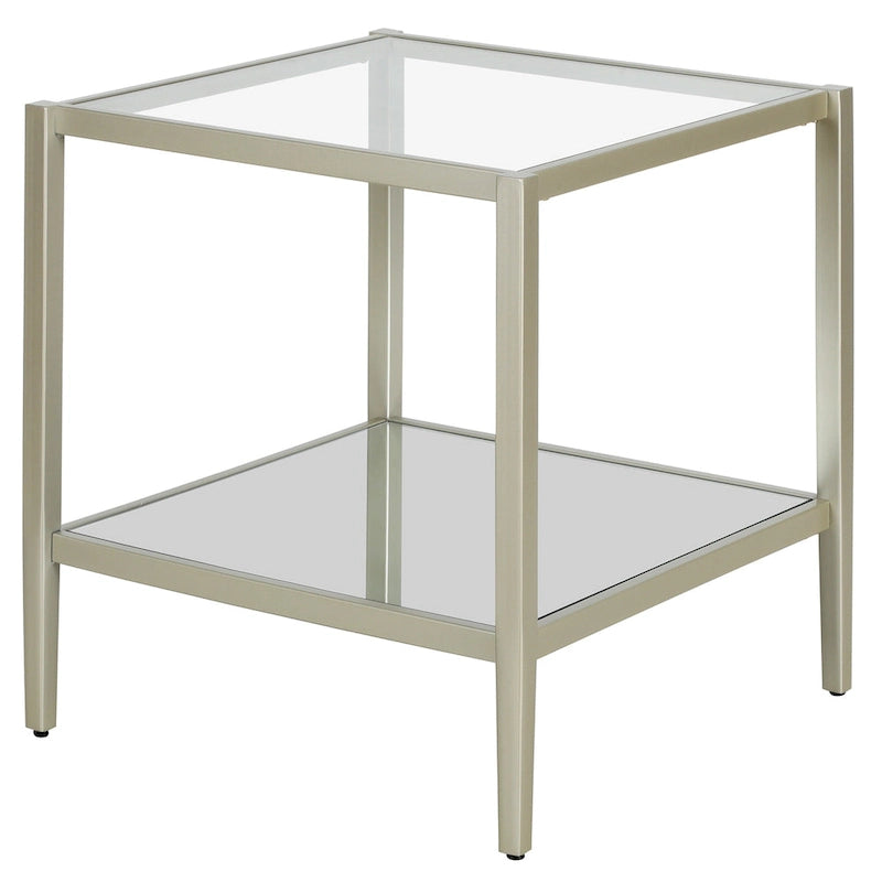 20" Square Side Table with Clear Glass Shelf