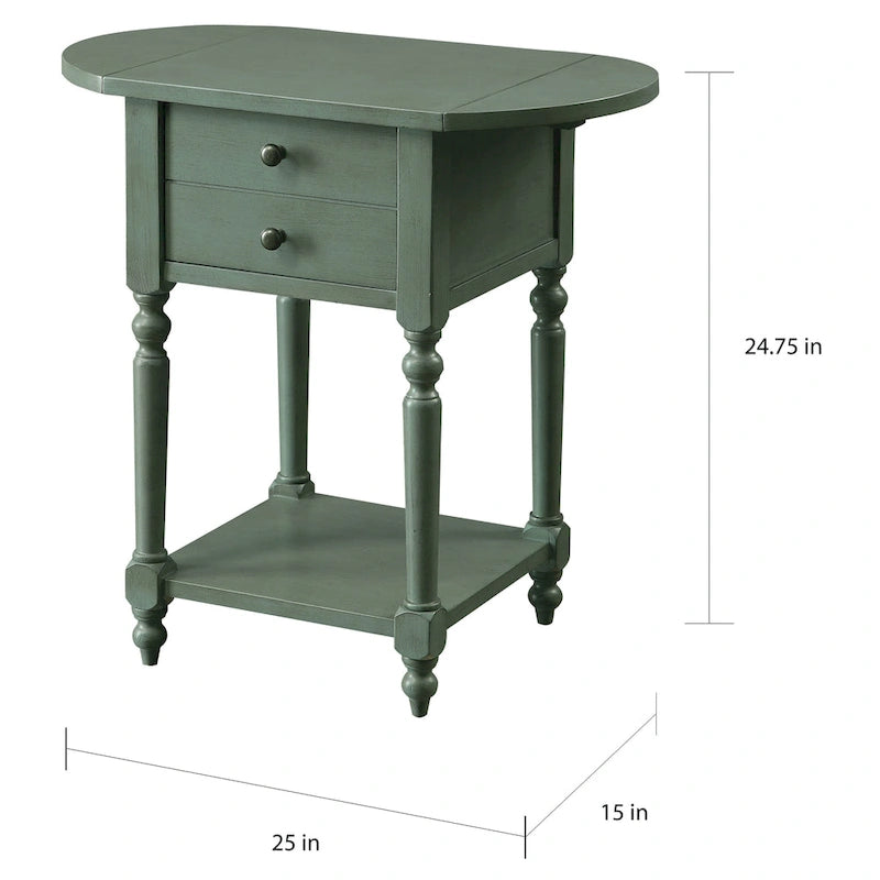 French Country 25-inch Solid Wood 1-Shelf Side Table