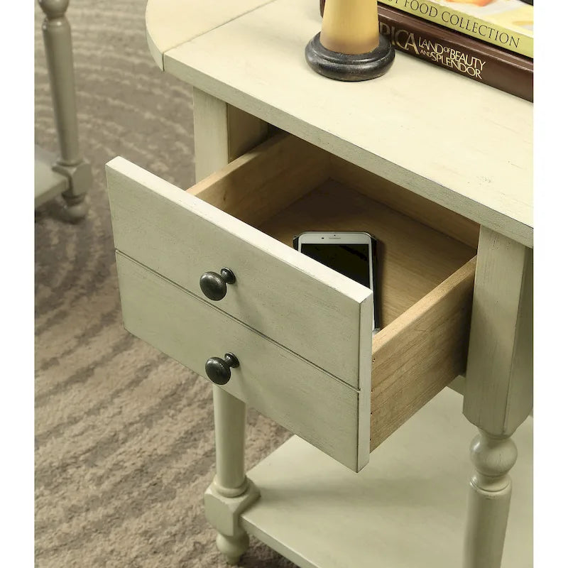French Country 25-inch Solid Wood 1-Shelf Side Table