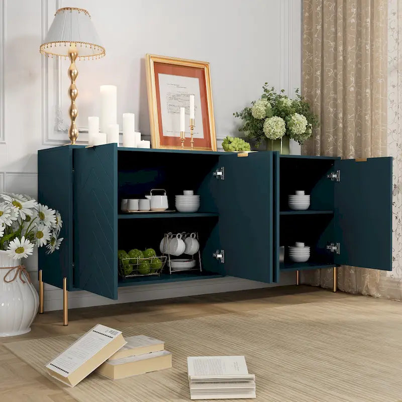 Modern 4-Door Buffet Sideboard Cabinet
