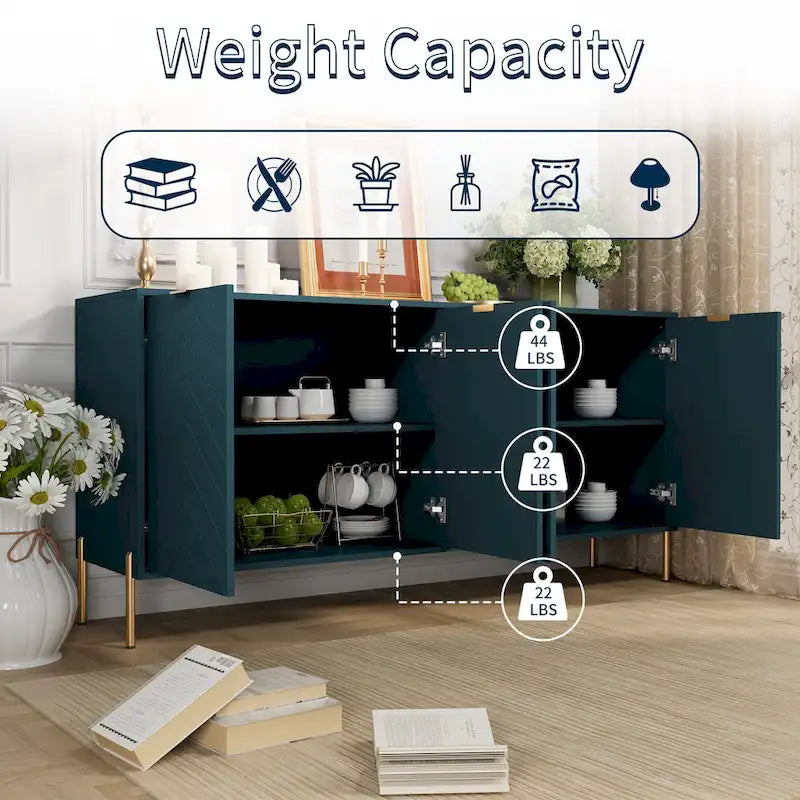 Modern 4-Door Buffet Sideboard Cabinet