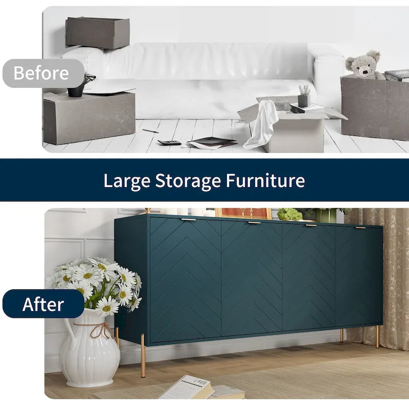 Modern 4-Door Buffet Sideboard Cabinet