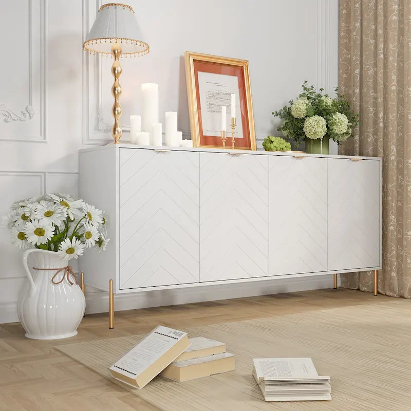 Modern 4-Door Buffet Sideboard Cabinet