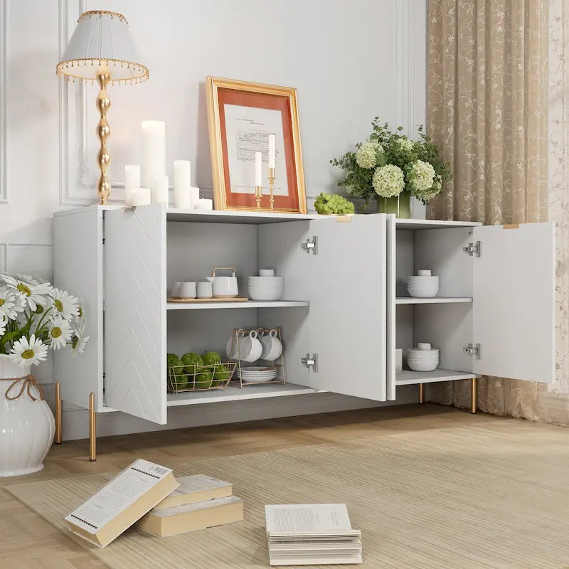 Modern 4-Door Buffet Sideboard Cabinet