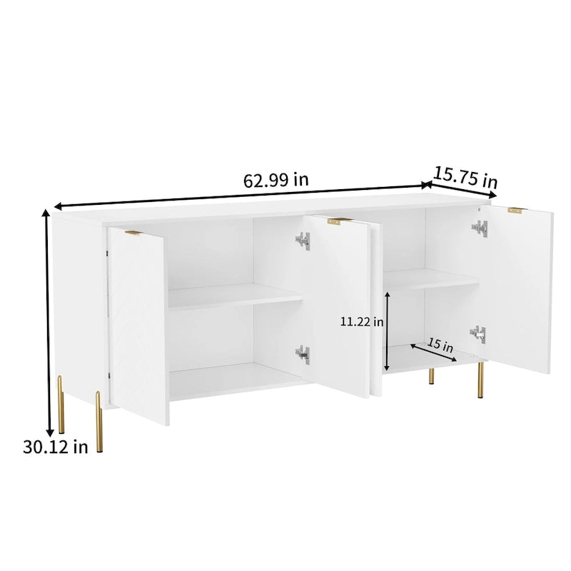 Modern 4-Door Buffet Sideboard Cabinet