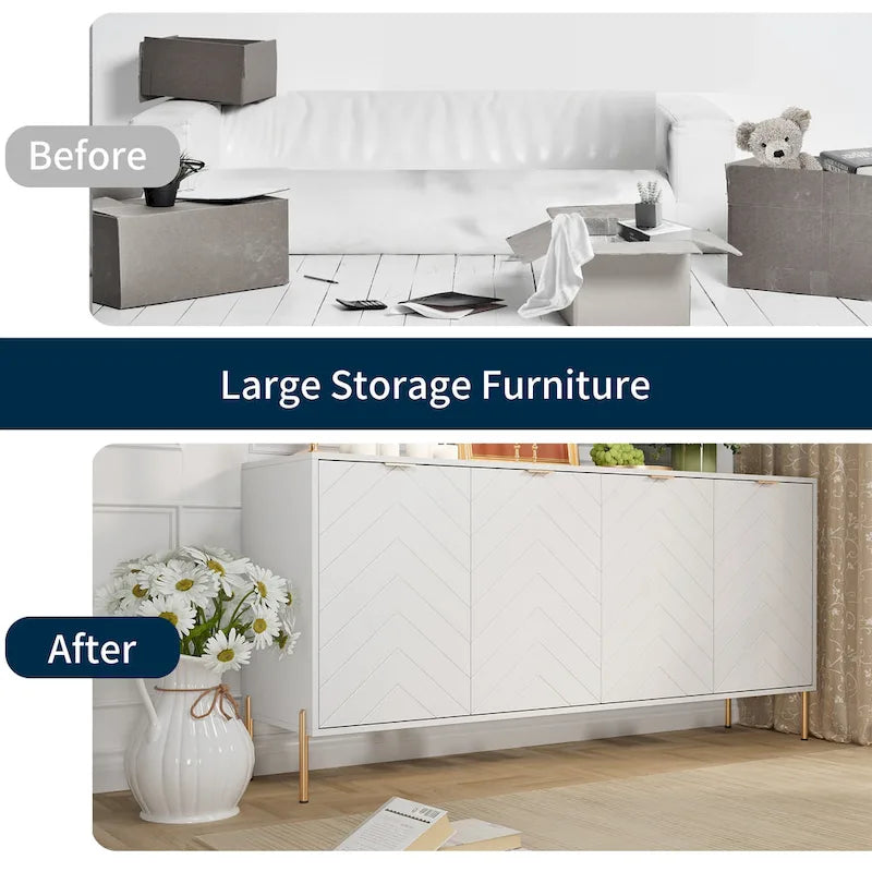 Modern 4-Door Buffet Sideboard Cabinet