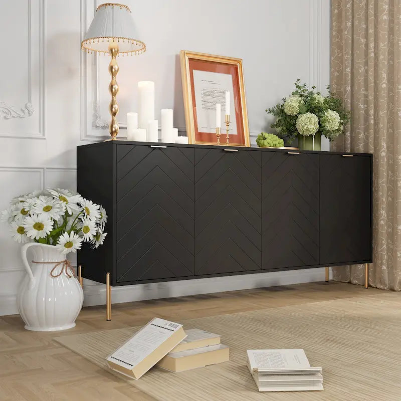 Modern 4-Door Buffet Sideboard Cabinet