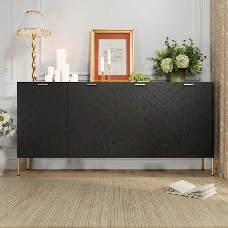 Modern 4-Door Buffet Sideboard Cabinet