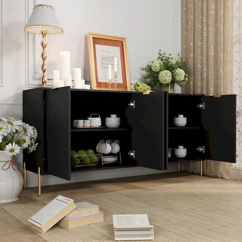 Modern 4-Door Buffet Sideboard Cabinet