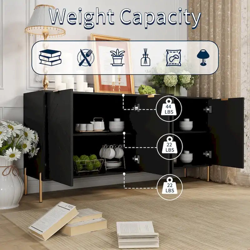 Modern 4-Door Buffet Sideboard Cabinet