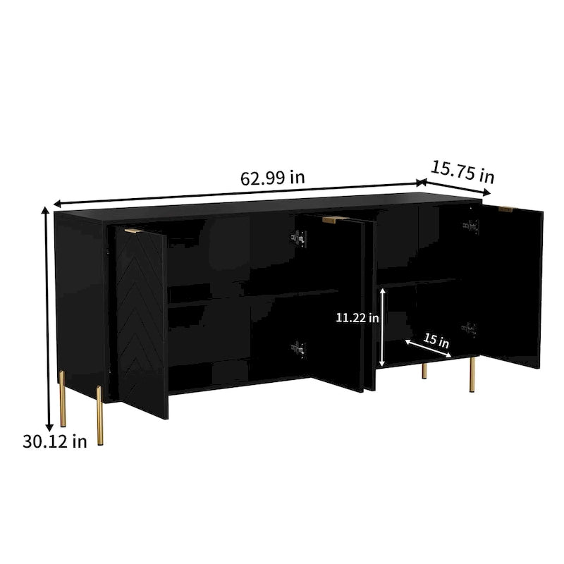 Modern 4-Door Buffet Sideboard Cabinet