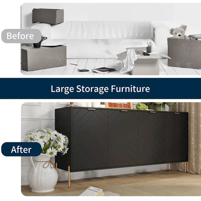 Modern 4-Door Buffet Sideboard Cabinet