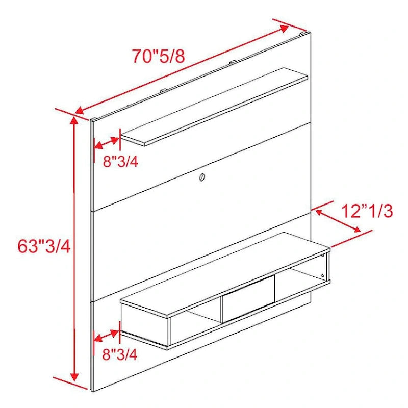 Mid-Century 2-Shelf Engineered Wood 70" TV Board for Flat Screens
