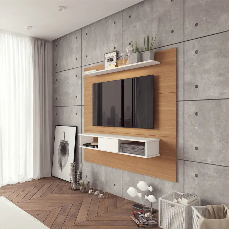 Mid-Century 2-Shelf Engineered Wood 70" TV Board for Flat Screens