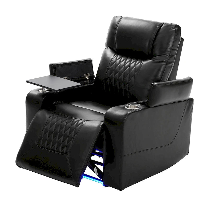 Power Motion Recliner with 2 Cup Holders and 360° Swivel Tray Table