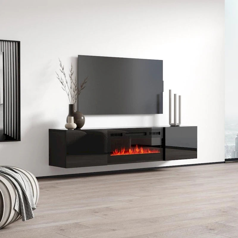Wall Mounted Electric Fireplace Modern 72" TV Stand