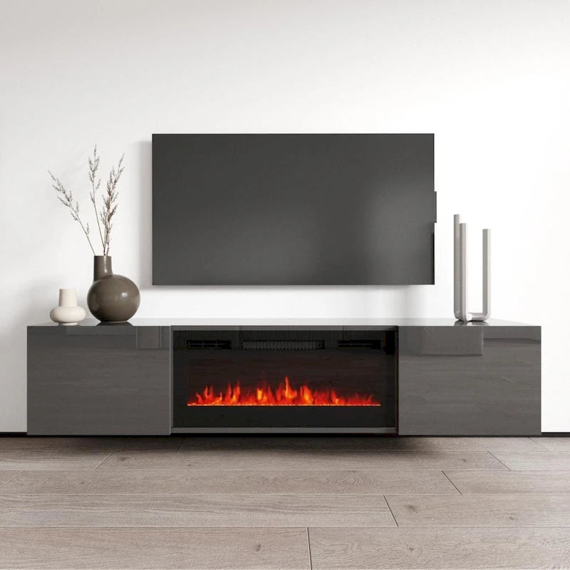 Wall Mounted Electric Fireplace Modern 72" TV Stand