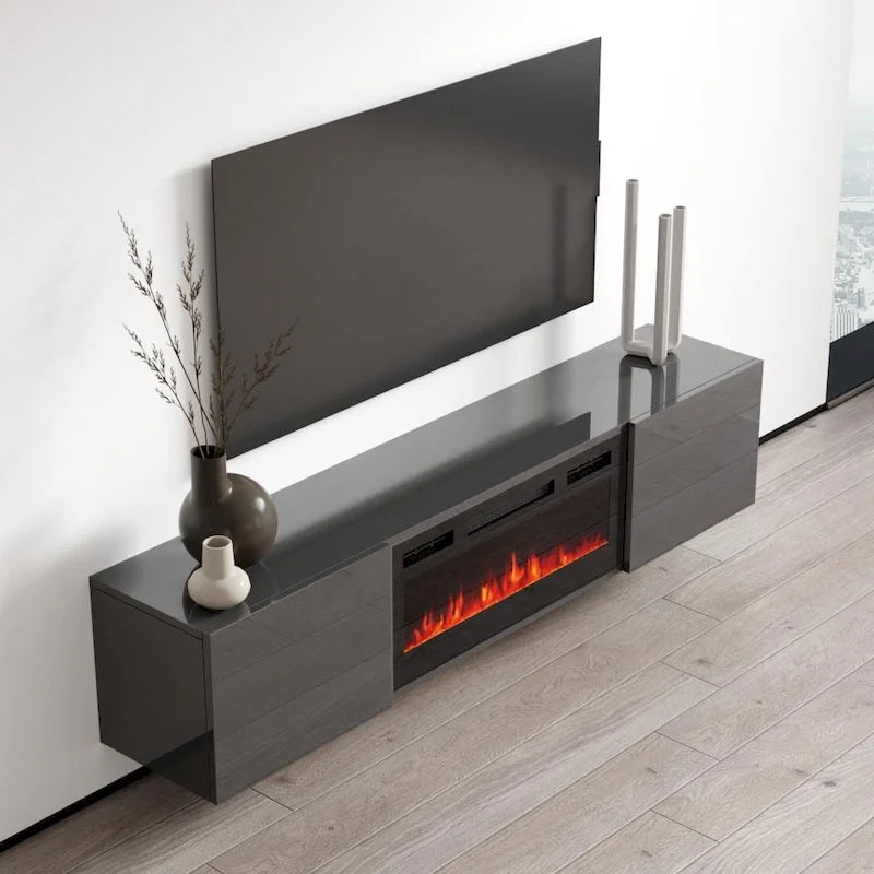 Wall Mounted Electric Fireplace Modern 72" TV Stand