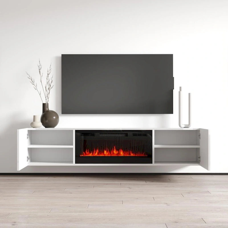 Wall Mounted Electric Fireplace Modern 72" TV Stand