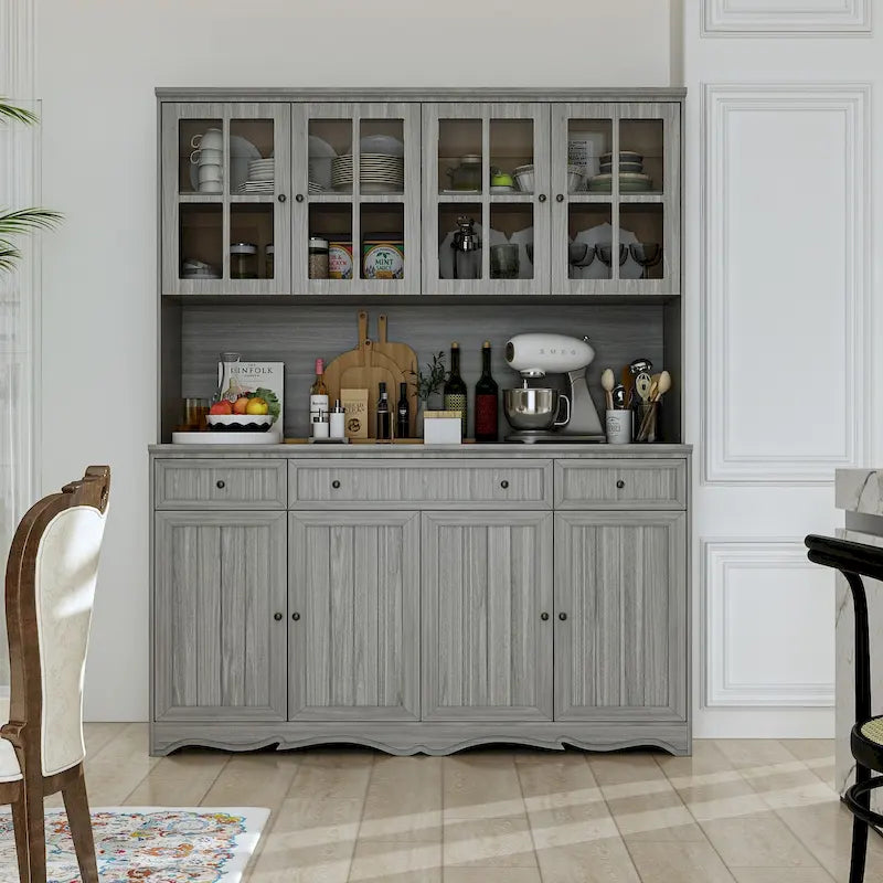 Buffet Sideboard Cabinet with Hutch Display and Pantry Storage