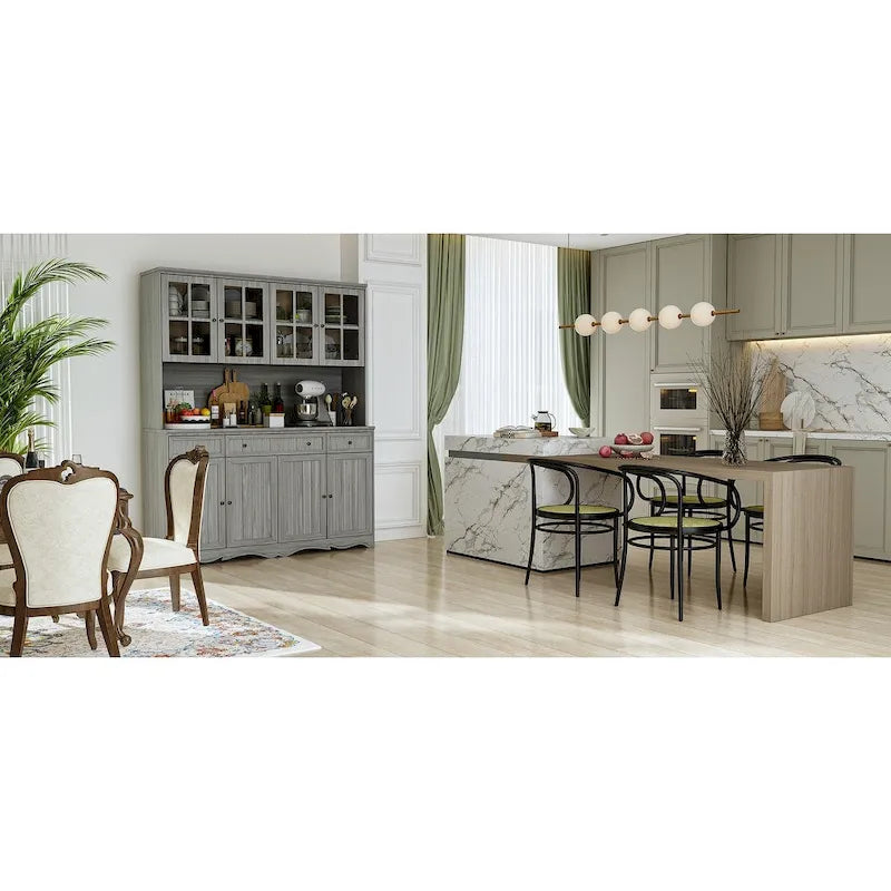 Buffet Sideboard Cabinet with Hutch Display and Pantry Storage