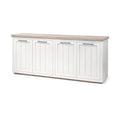 Light Brown & White Solid Wood Sideboard with 4 Cabinet Doors - 73"W x 17"D x 32"H