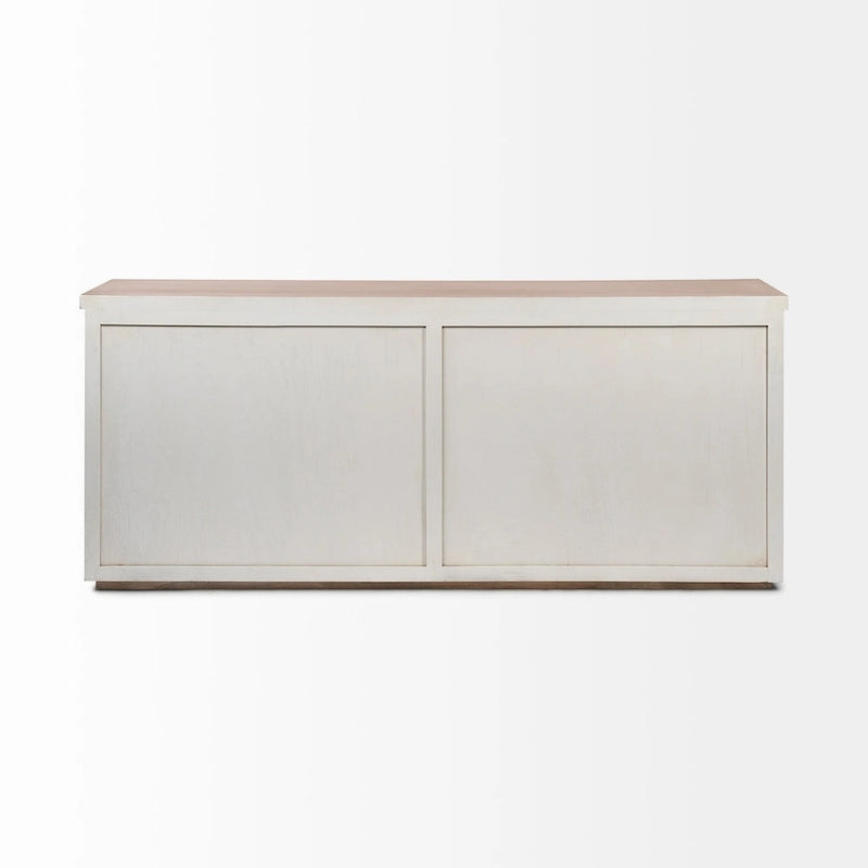 Light Brown & White Solid Wood Sideboard with 4 Cabinet Doors - 73"W x 17"D x 32"H