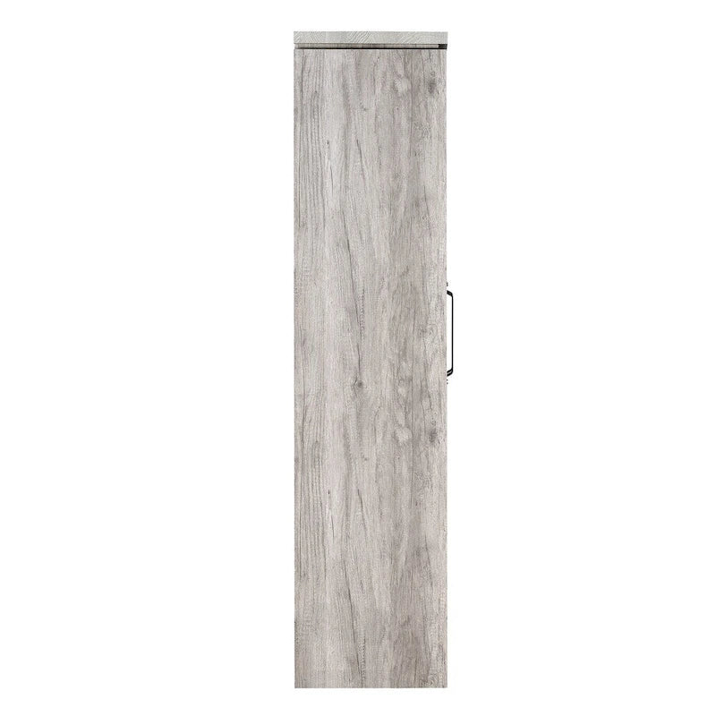 Spacious Wooden Curio Cabinet With Two Glass Doors, Gray