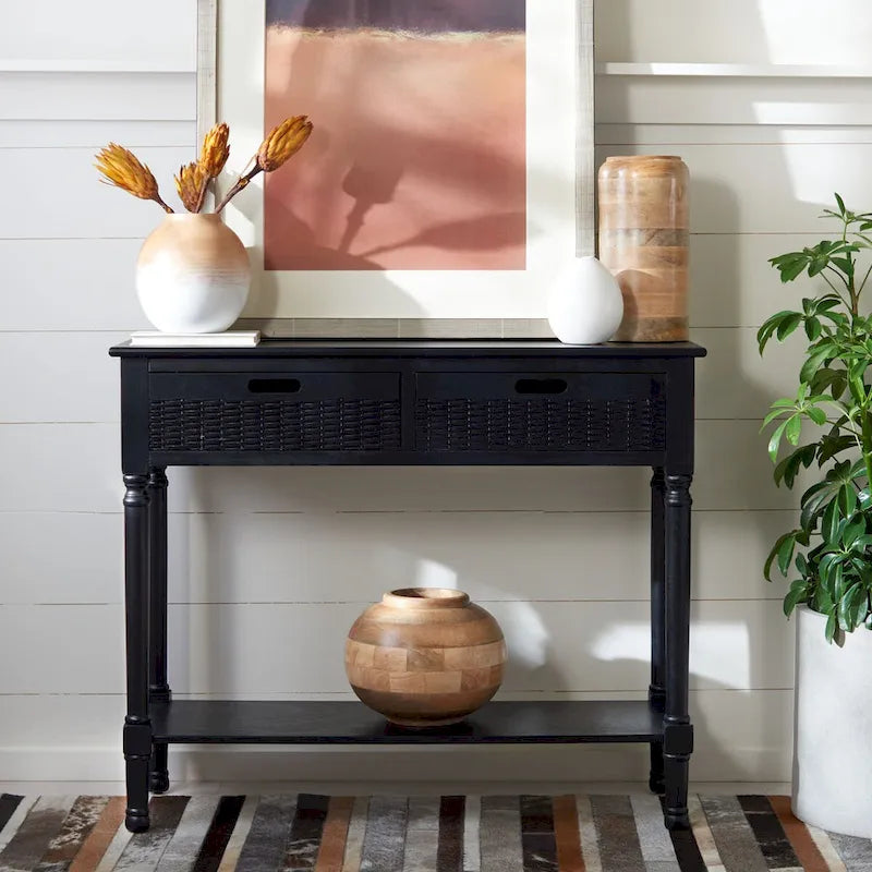 2-Drawer Console Table with Open Shelf - 35.5"W x 13"D x 29.5"H