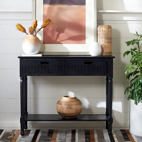 2-Drawer Console Table with Open Shelf - 35.5"W x 13"D x 29.5"H