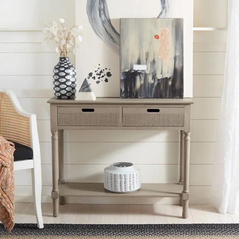2-Drawer Console Table with Open Shelf - 35.5"W x 13"D x 29.5"H