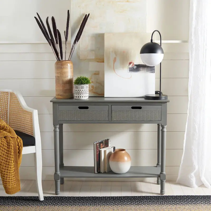 2-Drawer Console Table with Open Shelf - 35.5"W x 13"D x 29.5"H