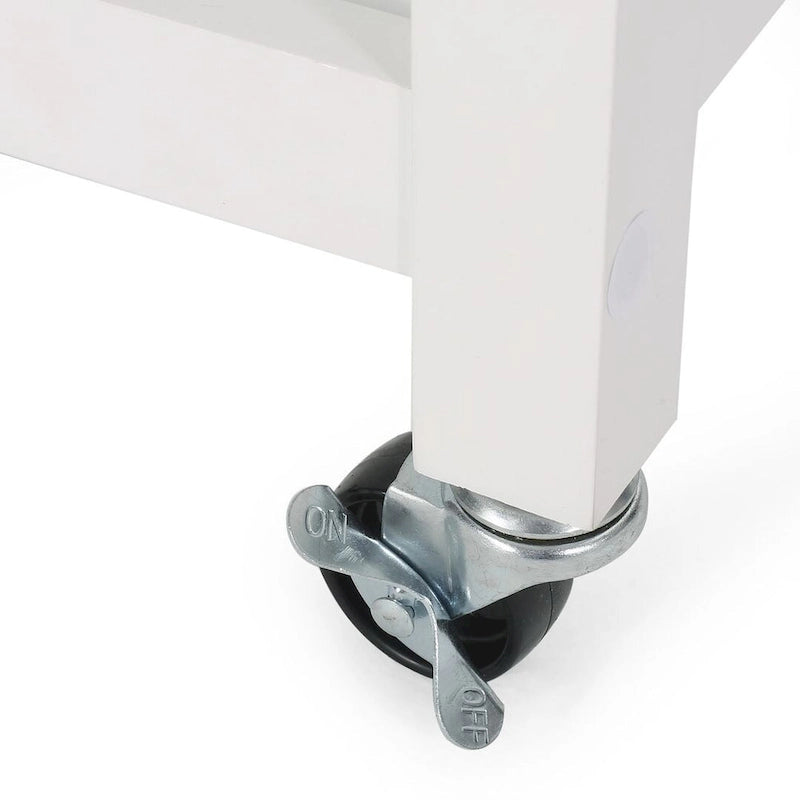 Modern Wood Kitchen Cart with Wheels, Drawers and Shelves