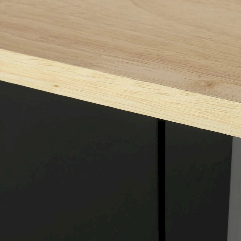 Modern Wood Kitchen Cart with Wheels, Drawers and Shelves