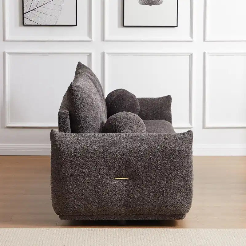 90" Mid-Century Modern Sofa with 2 Cushions and 2 Ball Pillows