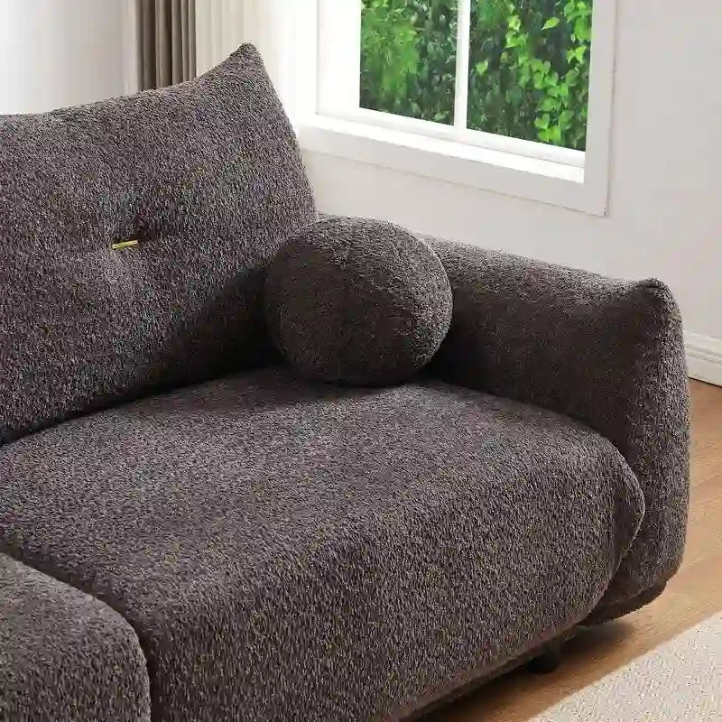 90" Mid-Century Modern Sofa with 2 Cushions and 2 Ball Pillows