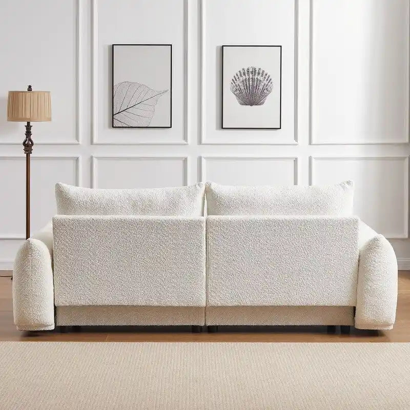 90" Mid-Century Modern Sofa with 2 Cushions and 2 Ball Pillows
