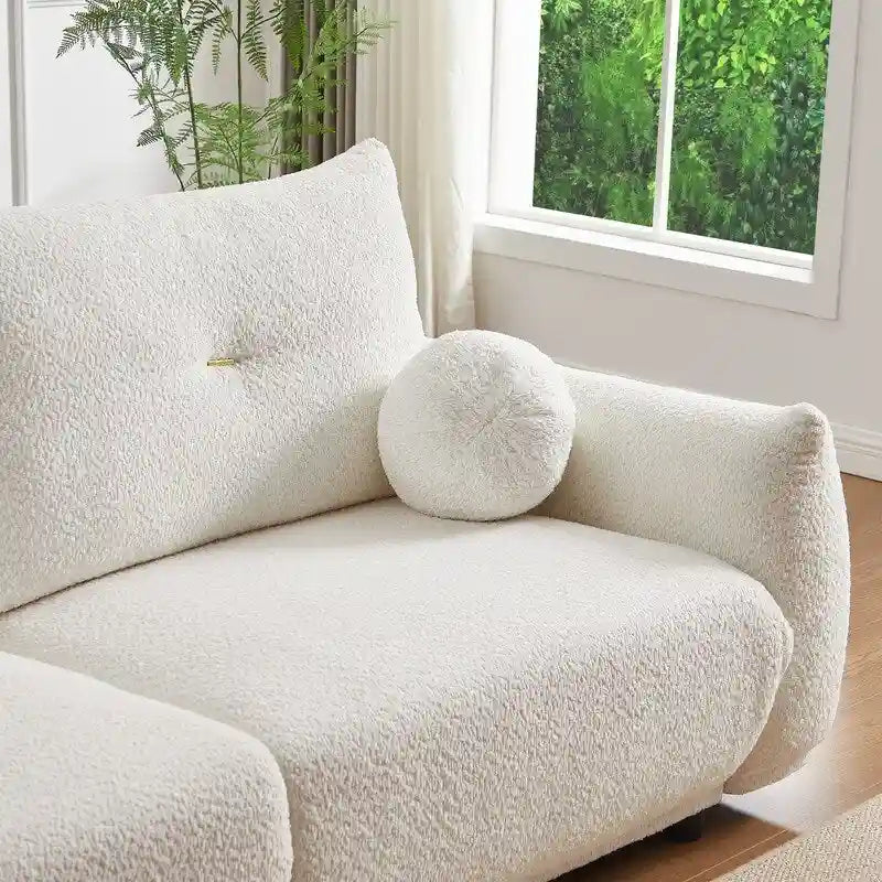 90" Mid-Century Modern Sofa with 2 Cushions and 2 Ball Pillows