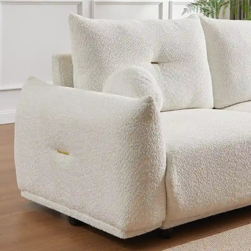 90" Mid-Century Modern Sofa with 2 Cushions and 2 Ball Pillows