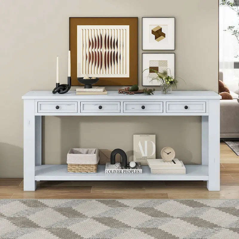 Console Table/Sofa Table with Storage Drawers and Bottom Shelf for Entryway Hallway