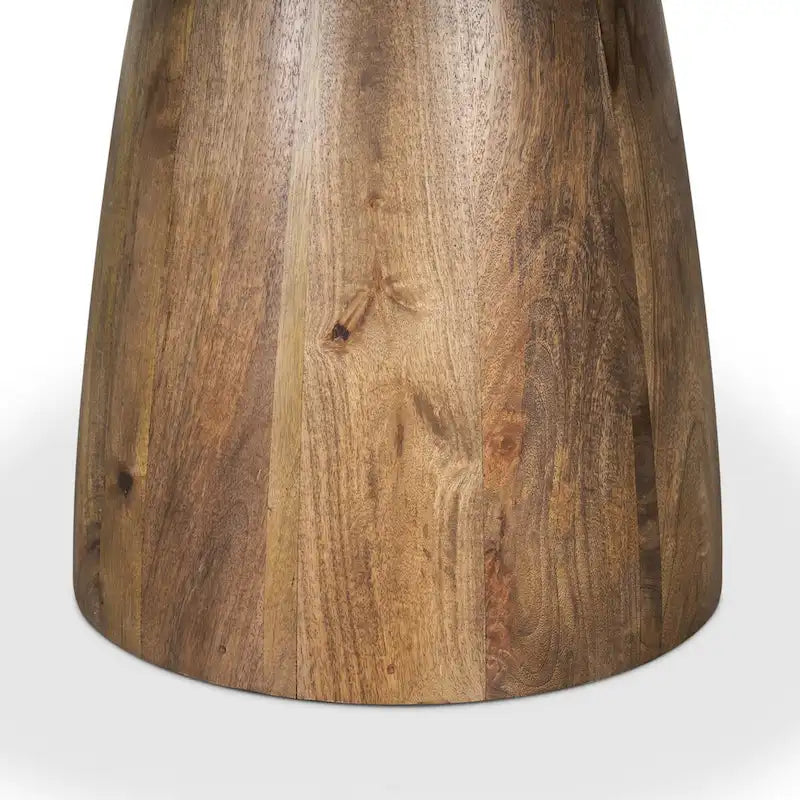 Round Medium Brown Pedestal Dining Table with Pink Marble Top - 42"L x 42"W x 30"H