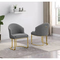 Button-Tufted Teddy Fabric Dining Chairs with Gold Chrome Frame (Set of 2)